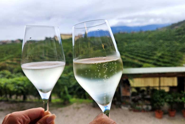 Brindando con el prosecco de Valdobbiadene